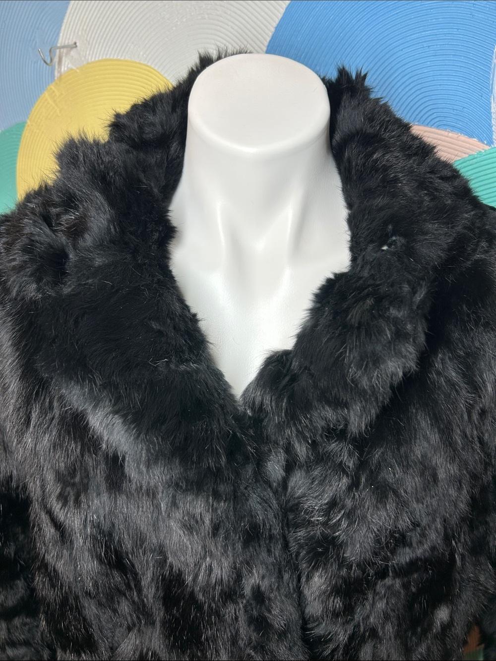Vintage Women's Black Rabbit Fur Teddy Jacket - Plush Warmth sz XL - Picture 7 of 14